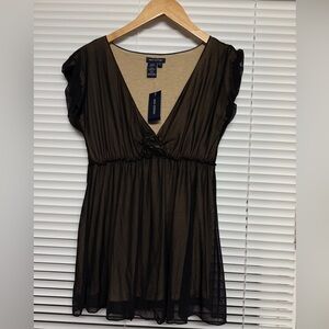 Max Edition $68 Black Lace Sheer Overlay Top Blouse Whimsigoth Witchy Goth Y2K